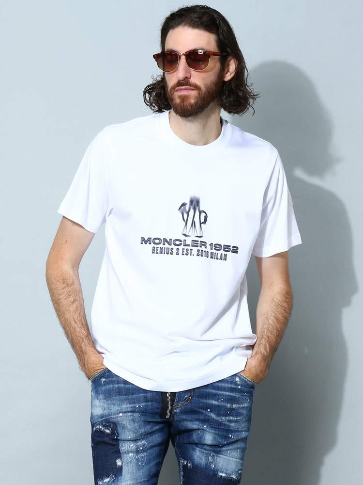 モンクレール メンズ Tシャツ 半袖 MONCLER ブランド カットソー トップス シャツ GENIUS ジーニアス ロゴ プリント MC8C00002M2326