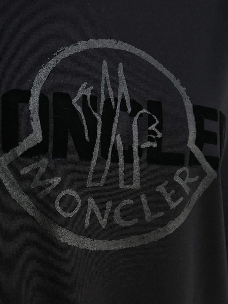 即納HOT65 MONCLER ブラック イエローロゴ 半袖 Tシャツ size L Tシャツ/カットソー(半袖/袖なし)