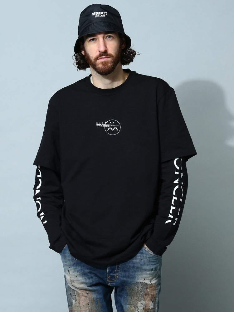 MONCLER (モンクレール) ロゴプリント フェイクレイヤード 長袖 T 