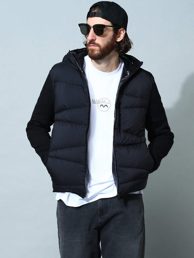 MONCLER (モンクレール) 斜めキルト フルジップ ダウン ニット パーカー MC9B00010M1122 ブランド メンズ スウェット