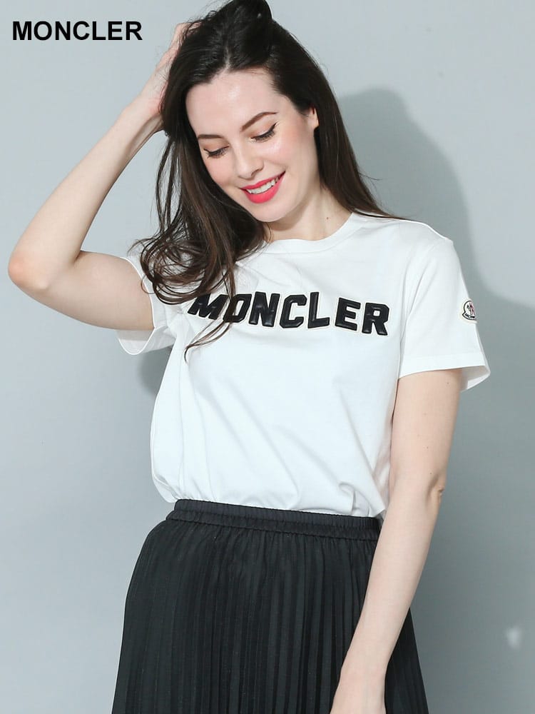 MONCLER (モンクレール) フロントロゴ クルーネック 半袖 Tシャツ MCL8C00008829HP レディース ブランド