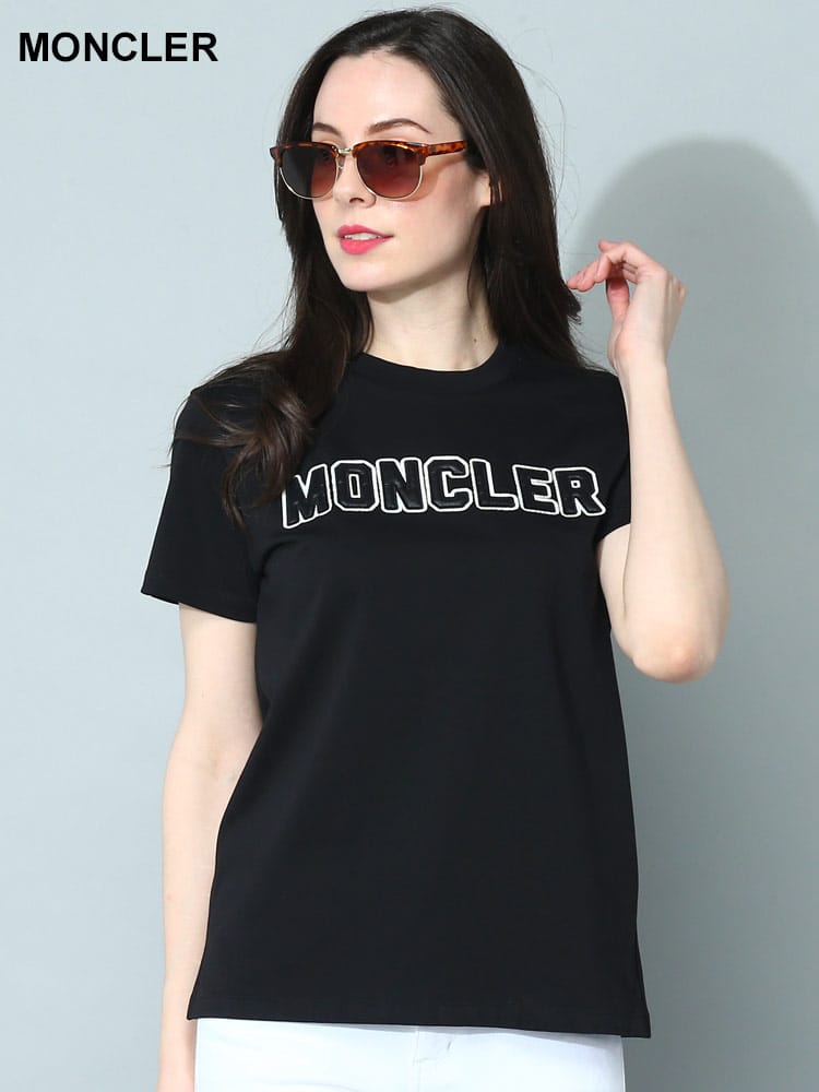 MONCLER (モンクレール) フロントロゴ クルーネック 半袖 Tシャツ MCL8C00008829HP レディース ブランド