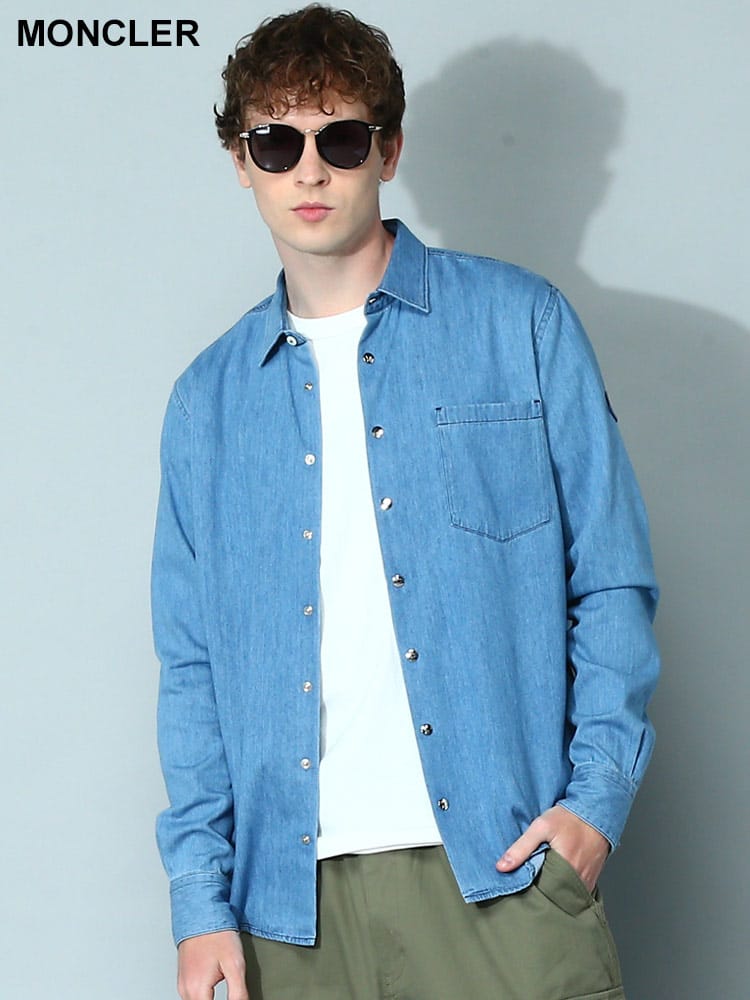 MONCLER (モンクレール) ワンポイント 長袖 シャンブレーシャツ MC2F00004596RT メンズ ブランド