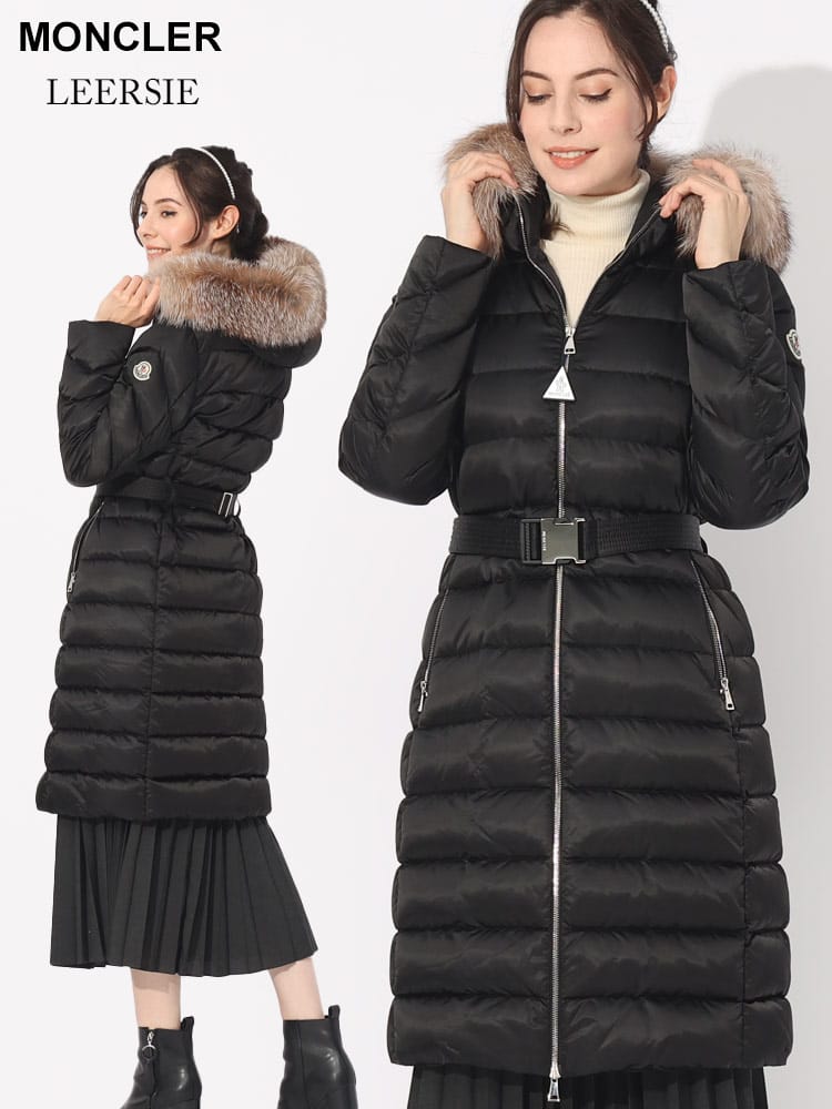 MONCLER (モンクレール) ファーフード ウエストベルト フルジップ ダウンコート MCLLEERSIE3 ブランド レディース アウター