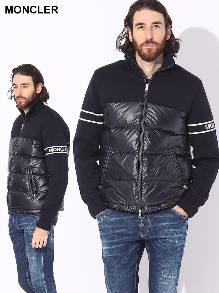 MONCLER (モンクレール) 切り替え フルジップ ニット ダウンジャケット MC9B00016M1121 ブランド メンズ 男性 アウター