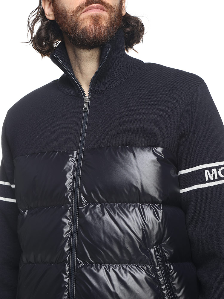 MONCLER (モンクレール) 切り替え フルジップ ニット ダウンジャケット ...