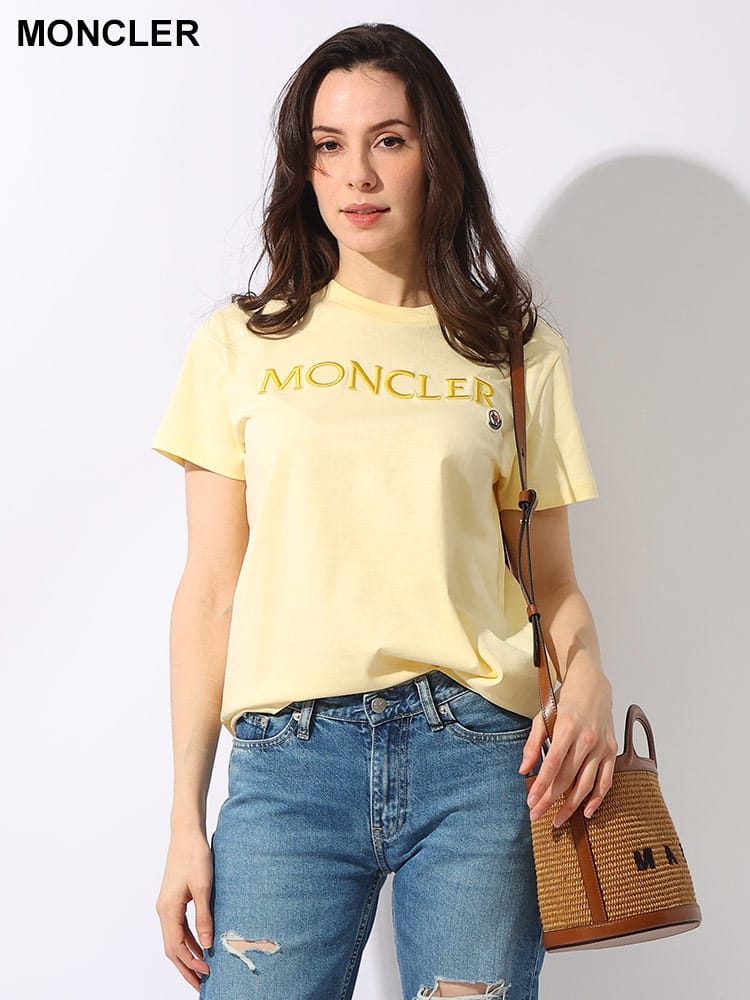 MONCLER (モンクレール) フロントロゴ刺繍＆ワッペン クルーネック 半袖 Tシャツ レディース