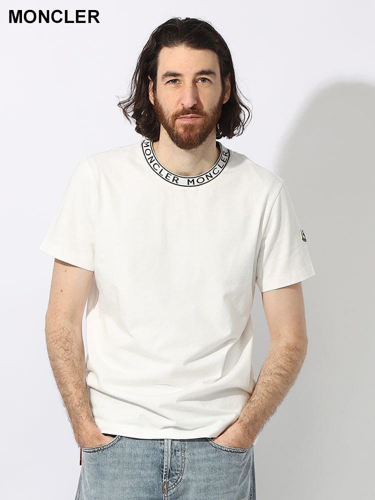 MONCLER  (モンクレール) ネックロゴ 袖ロゴワッペン クルーネック 半袖 Tシャツ MC8C000248390T ブランド メンズ 男性 トップス