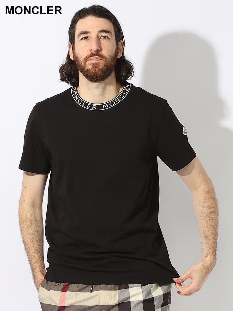 MONCLER  (モンクレール) ネックロゴ 袖ロゴワッペン クルーネック 半袖 Tシャツ MC8C000248390T ブランド メンズ 男性 トップス