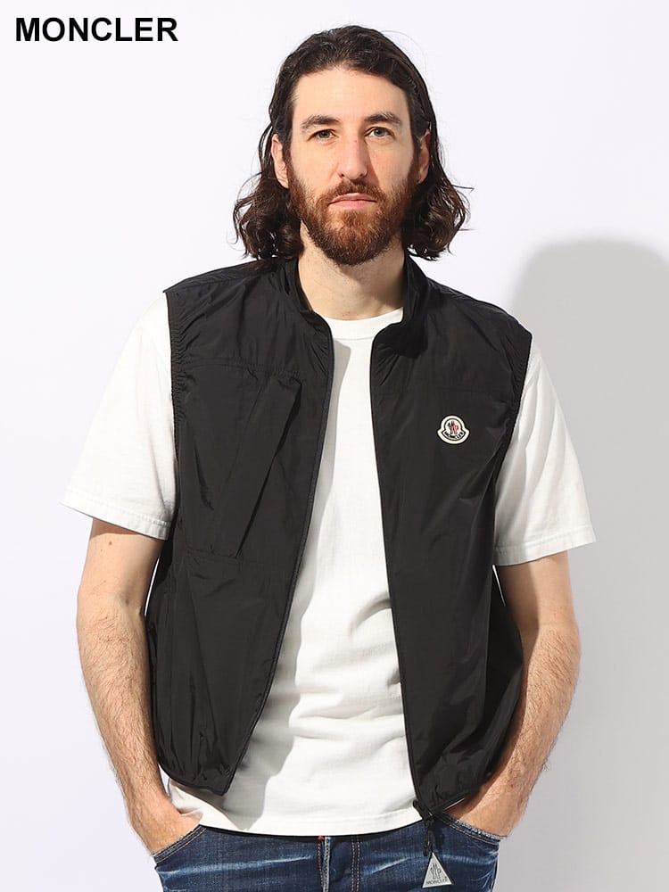 MONCLER (モンクレール) 胸元ジッパーポケット付き ロゴパッチ ナイロンベスト MCARASHI4