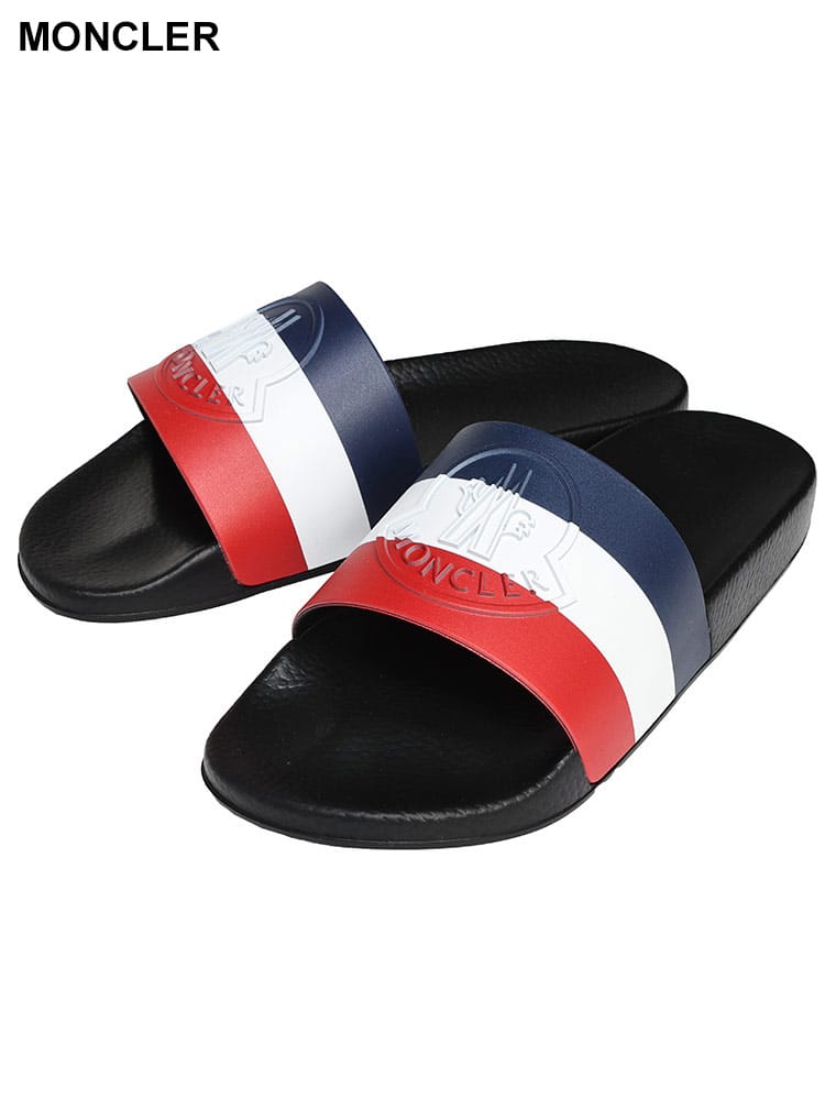 MONCLER (モンクレール) トリコロール スライドサンダル BASILE SLIDES MC4C0003001A49 メンズ