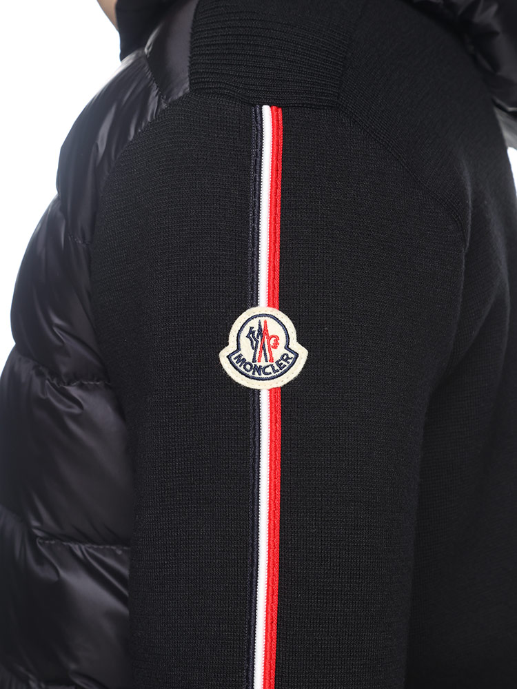 MONCLER (モンクレール) トリコロールライン ロゴパッチ ニットダウンパーカー MC9B00022M1131 メ【サカゼン公式通販】