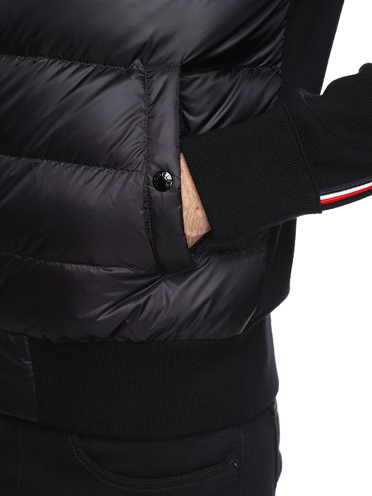 MONCLER (モンクレール) トリコロールライン ロゴパッチ ニットダウンパーカー MC9B00022M1131 メ【サカゼン公式通販】