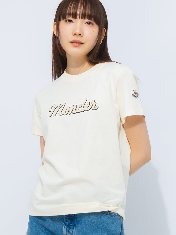 MONCLER (モンクレール) レタリングロゴ クルーネック 半袖 Tシャツ MCL8C00016829HP レディース