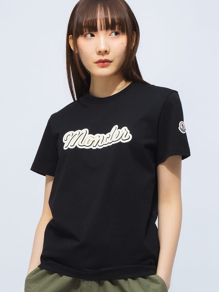 MONCLER (モンクレール) レタリングロゴ クルーネック 半袖 Tシャツ MCL8C00016829HP レディース
