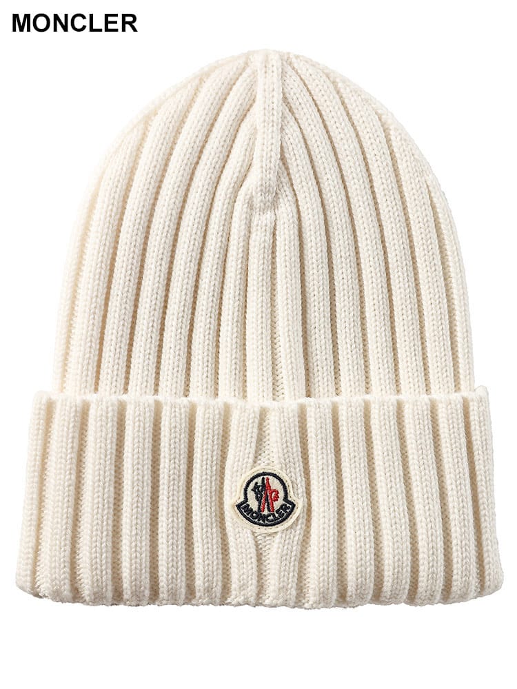MONCLER (モンクレール) ロゴワッペン リブ編み ウール ニットキャップ レディース MCL3B00036A9327 レディース