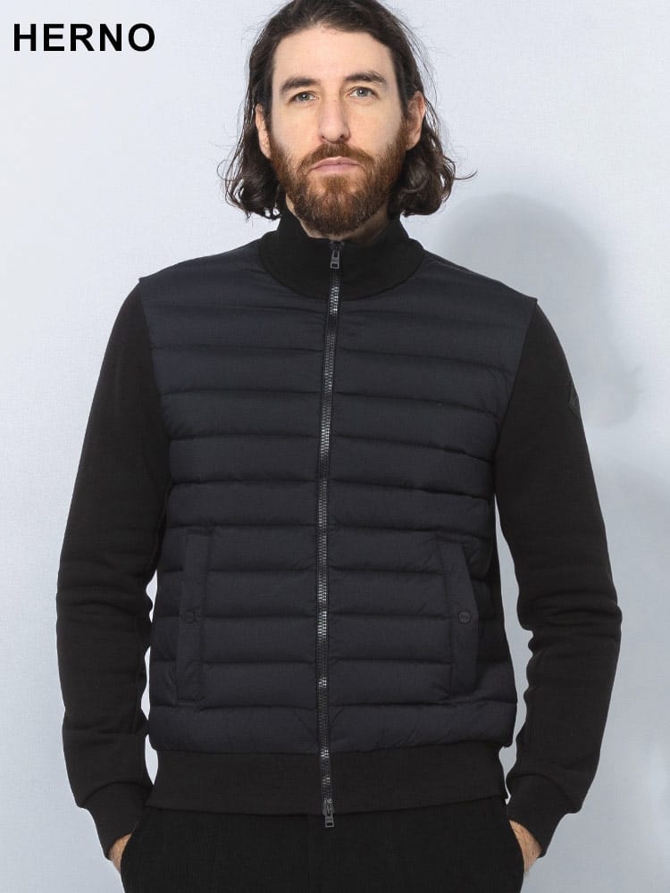 HERNO (ヘルノ) フロントダウン スウェット切替 フルジップ ジャケット HRJP00111U52075 メンズ