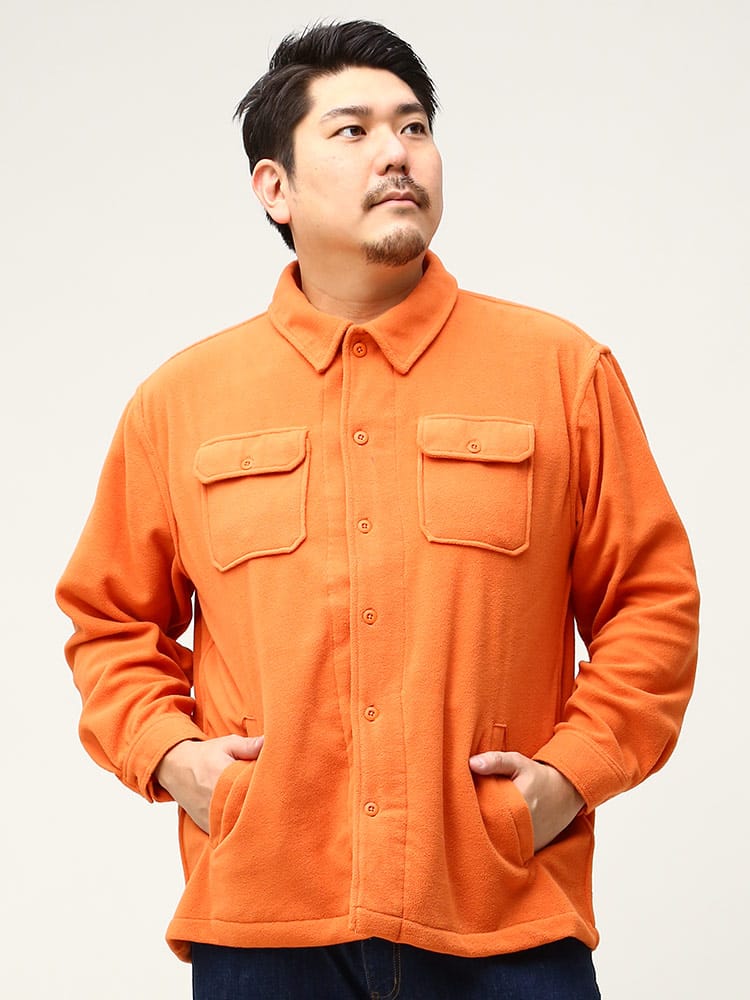 在庫処分 返品交換不可 大きいサイズ メンズ B＆T CLUB (ビーアンドティークラブ) 無地 フリース シャツジャケット