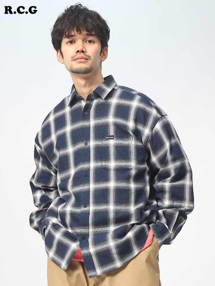 Red Cap Girl (レッドキャプガール) バック刺繍 オンブレチェック 長袖 シャツ