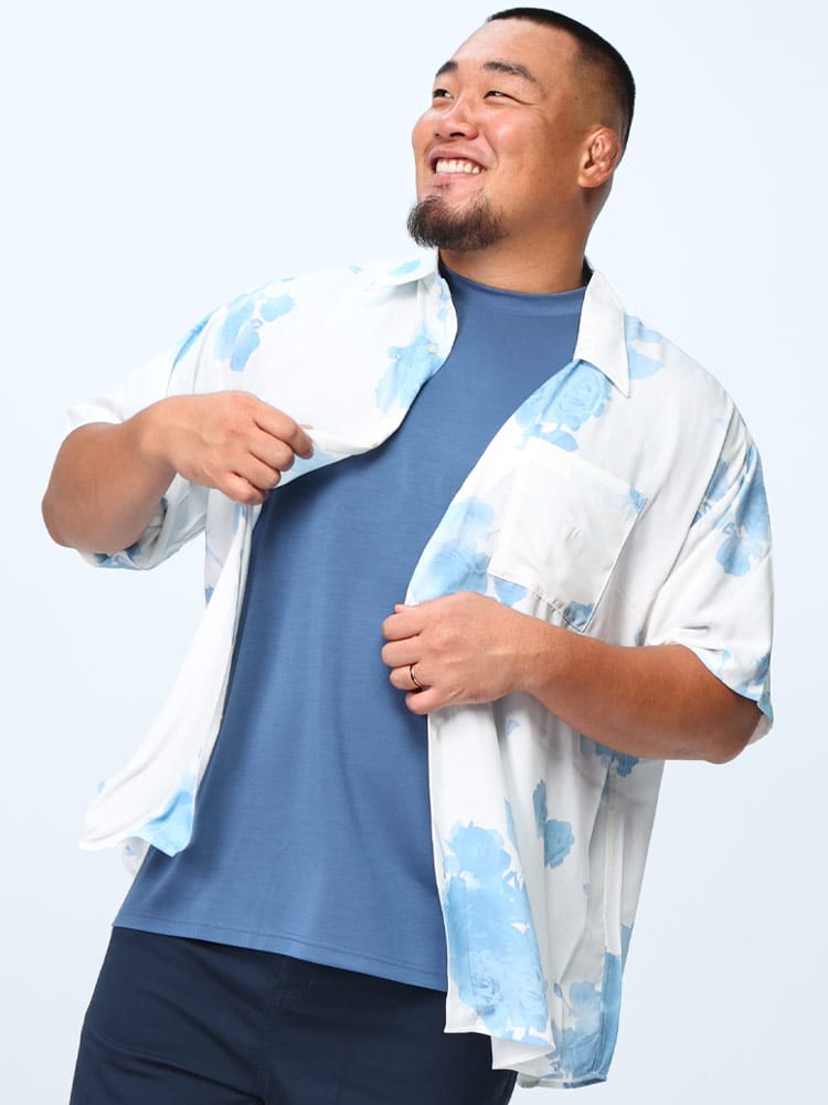 半袖 シャツ 冷感 シルクタッチ 花柄 ポケット付き トップス 大きいサイズ メンズ X1(3L～4L相当) X2(4L～5L相当)  X3(6L～7L相当) X4(8L～9L相当) トップス シャツ | 大きいサイズの服【サカゼン公式通販】 Sandro 花柄 半袖シャツ サイズXL