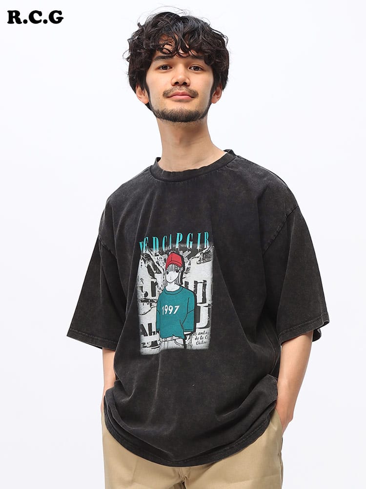 Red Cap Girl (レッドキャプガール) 天竺 スノーウォッシュ加工 クルーネック 半袖 Tシャツ 24339