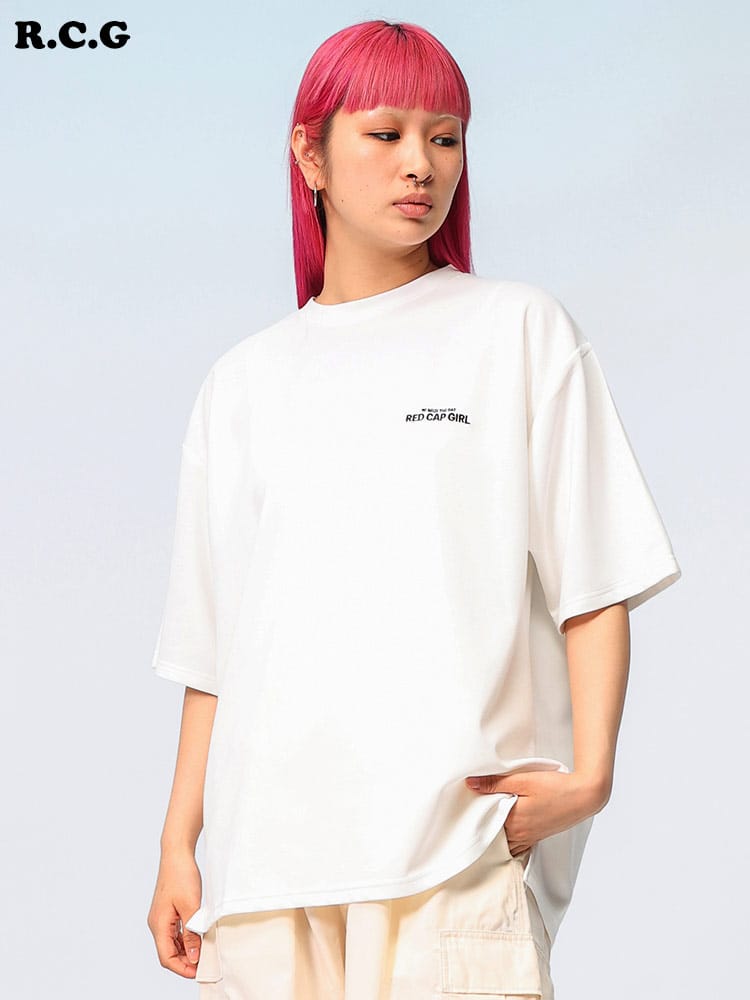 Red Cap Girl (レッドキャプガール) 接触冷感 シルクタッチ バックフォトプリント 半袖 Tシャツ 24343