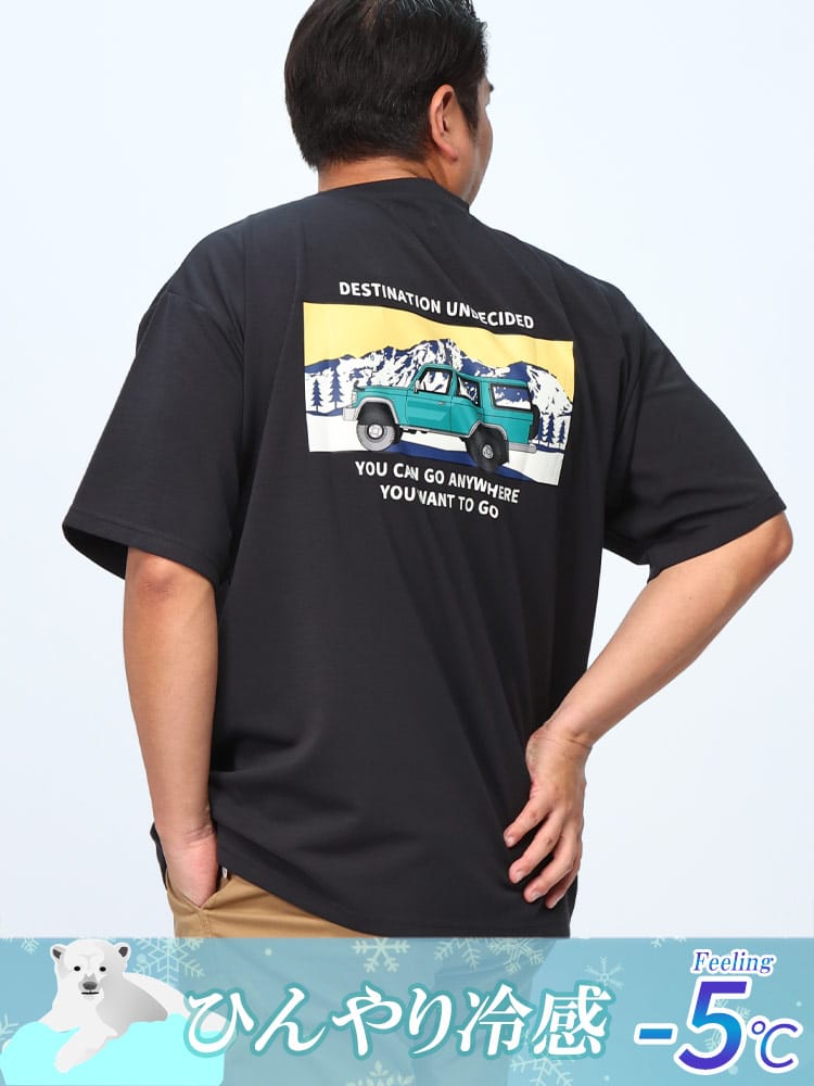 半袖 Tシャツ 体感－5℃ 接触冷感 バックプリント EXPLORE トップス ひんやり 春 夏 大きいサイズ メンズ