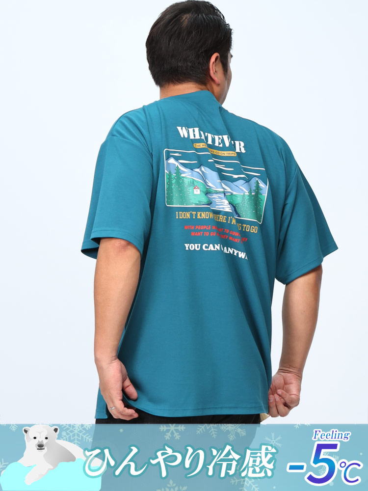 半袖 Tシャツ 体感－5℃ 接触冷感 バックプリント ANYWAY トップス ひんやり 春 夏 大きいサイズ メンズ