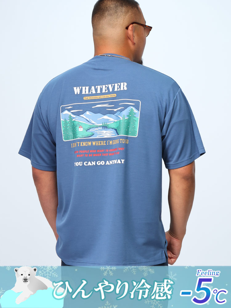 半袖 Tシャツ 体感－5℃ 接触冷感 バックプリント ANYWAY トップス ひんやり 春 夏 大きいサイズ メンズ