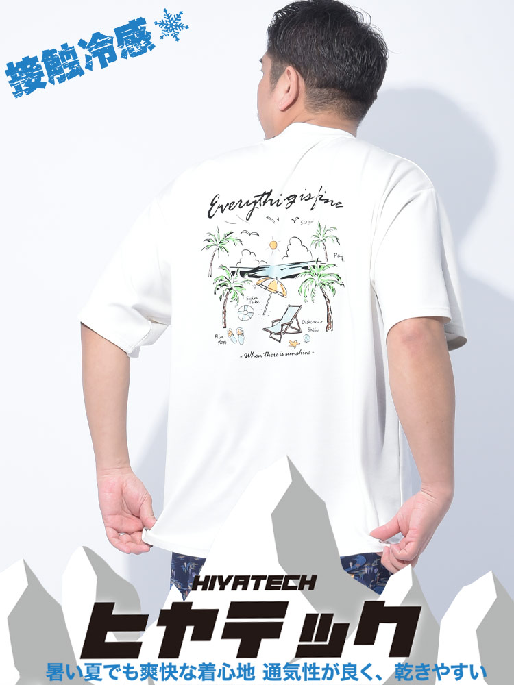 半袖 Tシャツ ヒヤテック 冷感 ポンチ クルーネック SEAGULL トップス  プリント 刺繍 涼しい 春 夏 大きいサイズ メンズ