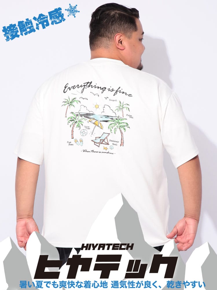 【WEB限定価格】半袖 Tシャツ ヒヤテック 冷感 ポンチ クルーネック SEAGULL トップス  プリント 刺繍 涼しい 春 夏 大きいサイズ メンズ