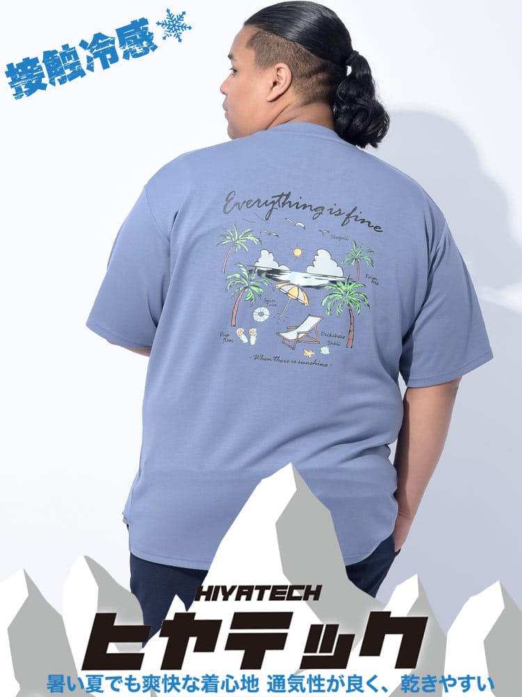 【WEB限定価格】半袖 Tシャツ ヒヤテック 冷感 ポンチ クルーネック SEAGULL トップス  プリント 刺繍 涼しい 春 夏 大きいサイズ メンズ