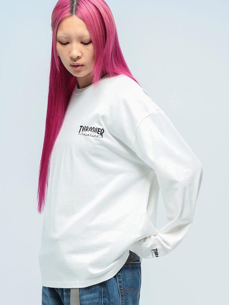 THRASHER (スラッシャー) ワンポイントロゴ クルーネック 長袖 Tシャツ