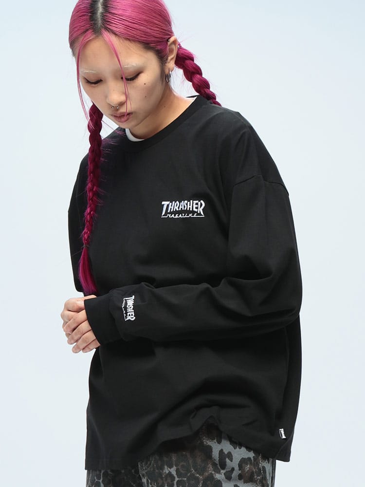THRASHER (スラッシャー) ワンポイントロゴ クルーネック 長袖 Tシャツ