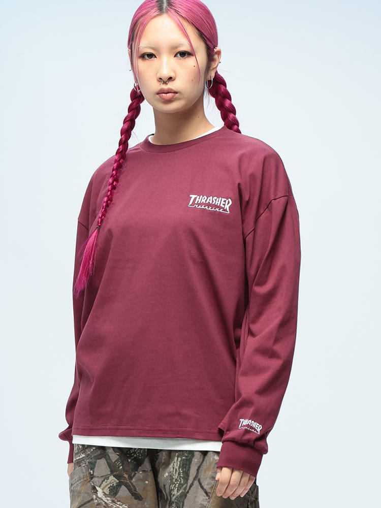 THRASHER (スラッシャー) ワンポイントロゴ クルーネック 長袖 Tシャツ