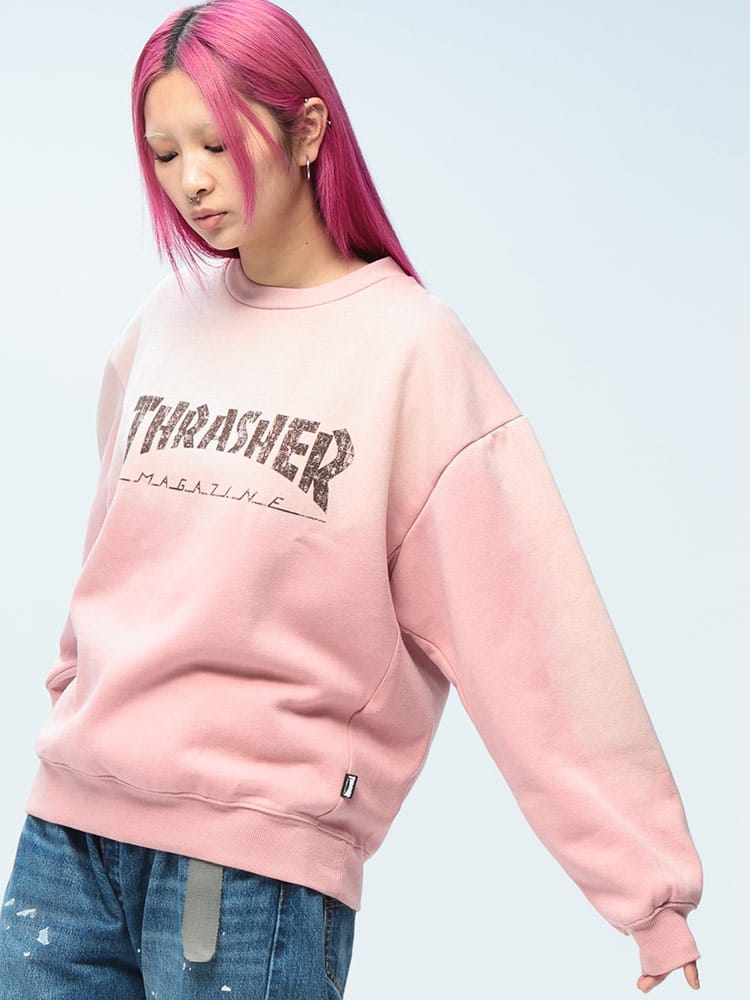 THRASHER (スラッシャー) 裏起毛 フェード加工 クルーネック スウェット AWmust-have