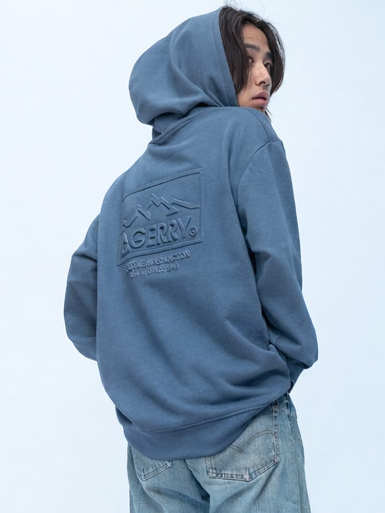 GERRY (ジェリー) フルジップ パーカー メンズ ユニセックス ダンボールニット エンボス加工 ロゴ刺繍 パーカー