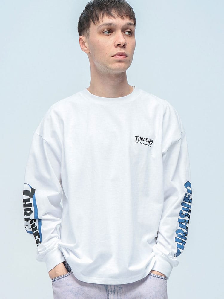 THRASHER (スラッシャー) 袖ロゴプリント 長袖 Tシャツ