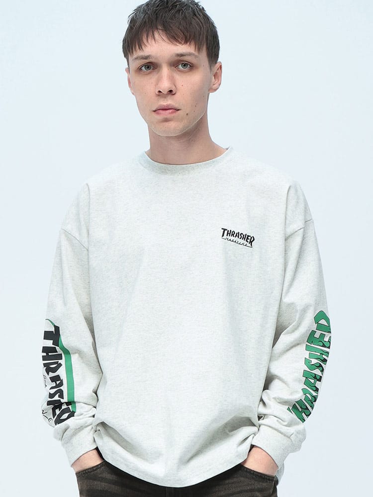 THRASHER (スラッシャー) 袖ロゴプリント 長袖 Tシャツ