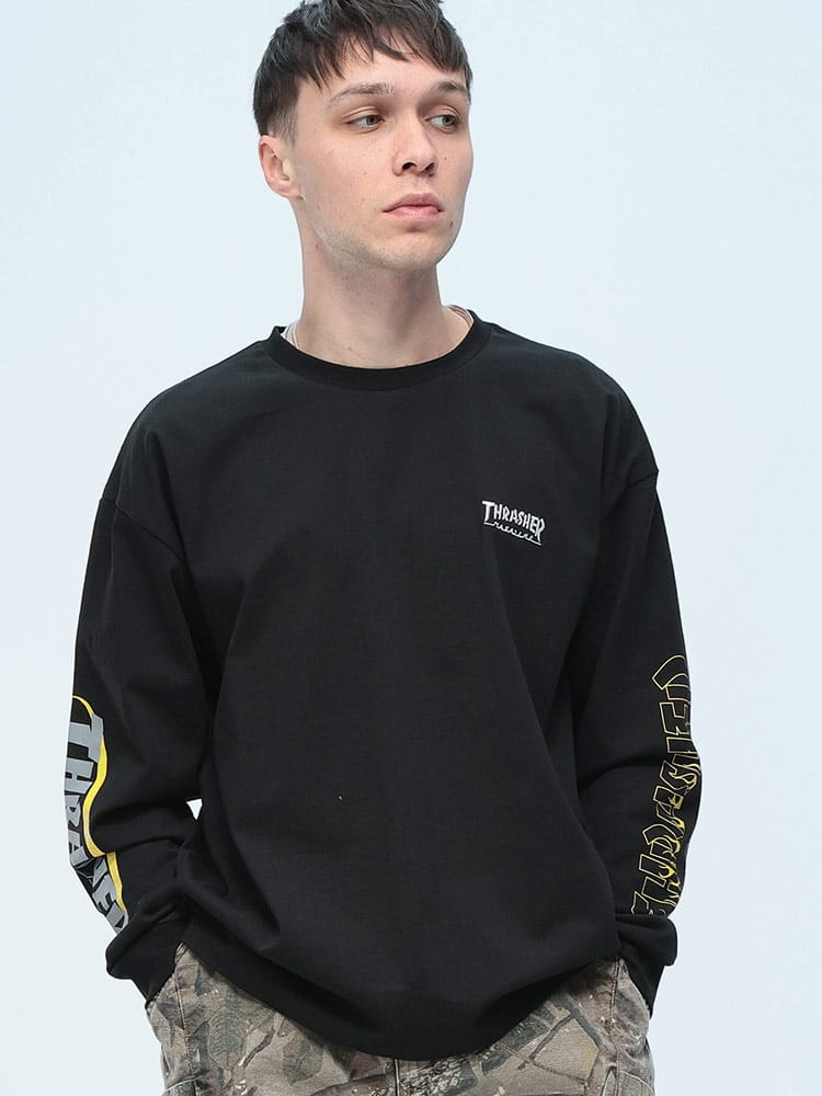 THRASHER (スラッシャー) 袖ロゴプリント 長袖 Tシャツ