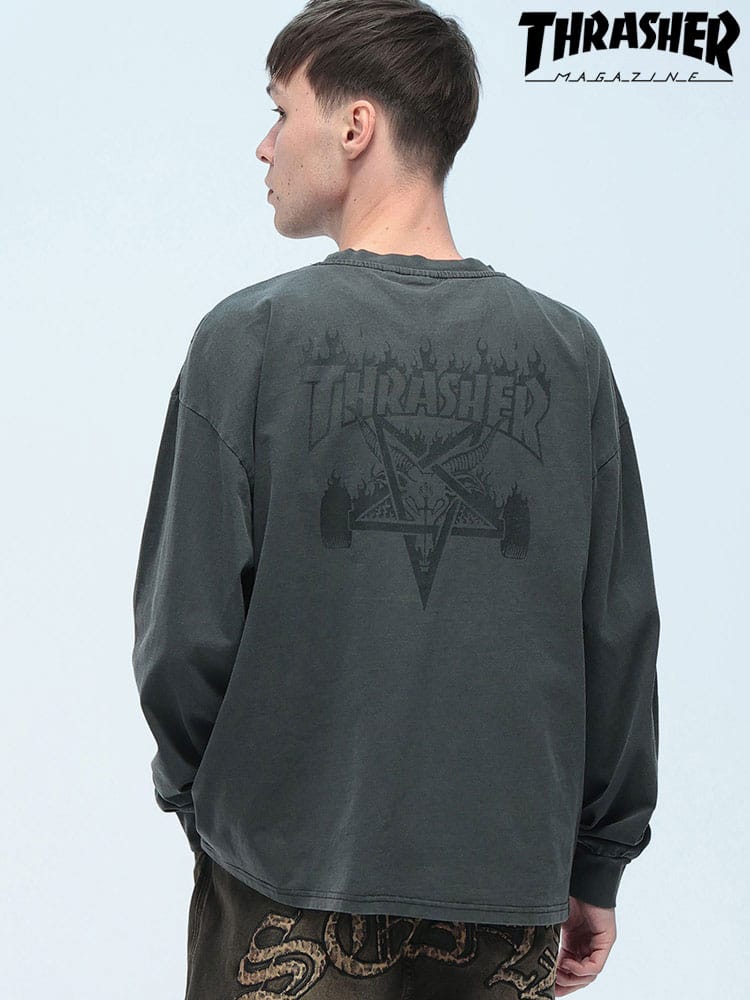 THRASHER (スラッシャー) バックプリント 長袖 Tシャツ
