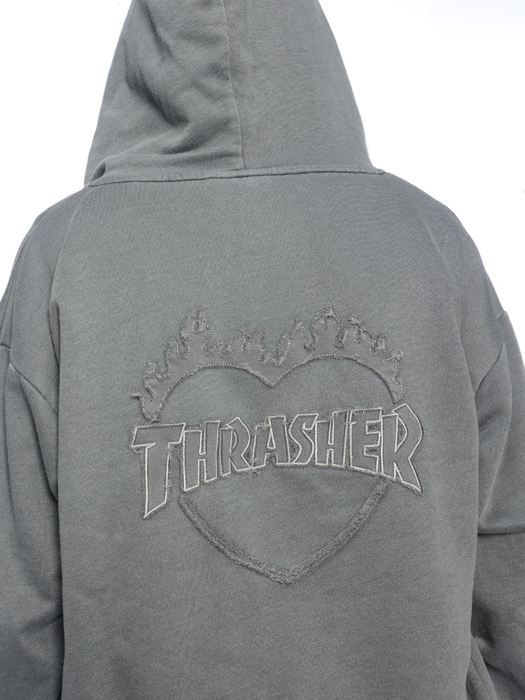 THRASHER (スラッシャー) ピグメント加工 フルジップ パーカー メンズ