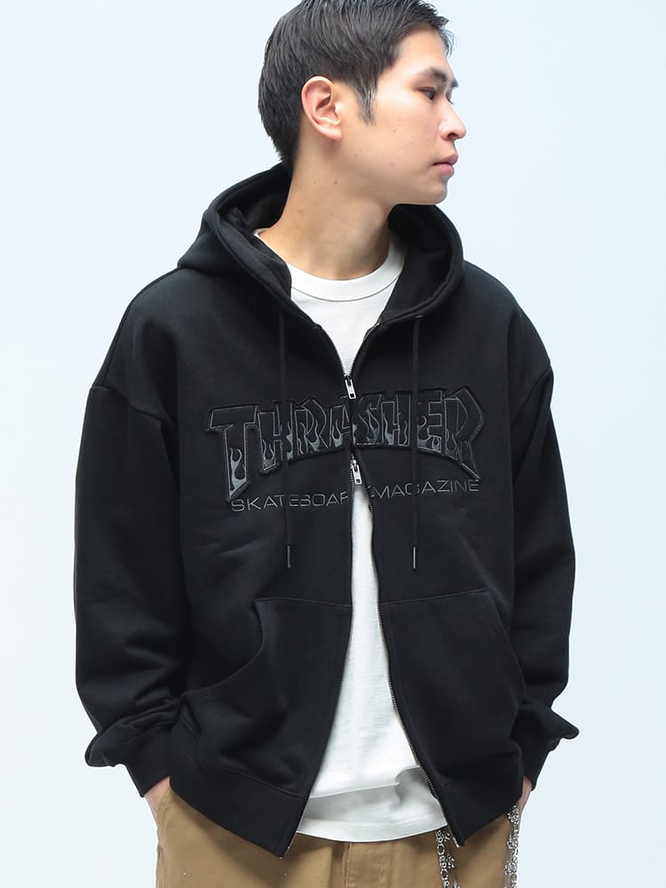 THRASHER (スラッシャー) フロントロゴ ダブルジップ パーカー 長袖 フルジップ TH26SP08