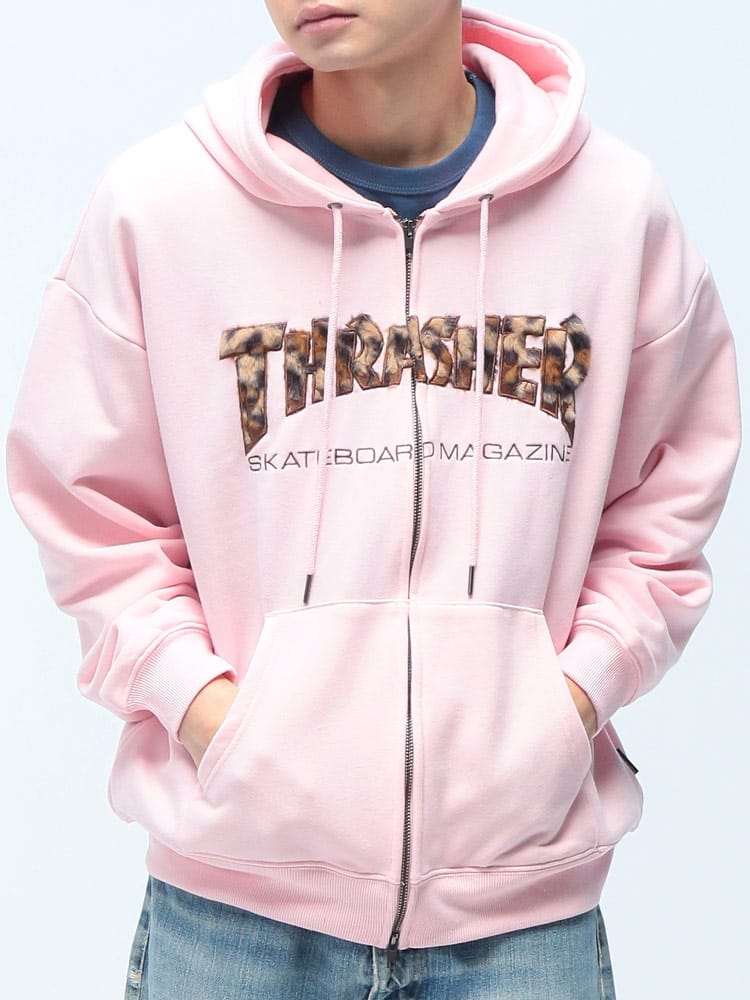 THRASHER (スラッシャー) フロントロゴ ダブルジップ パーカー 長袖 フルジップ TH26SP08