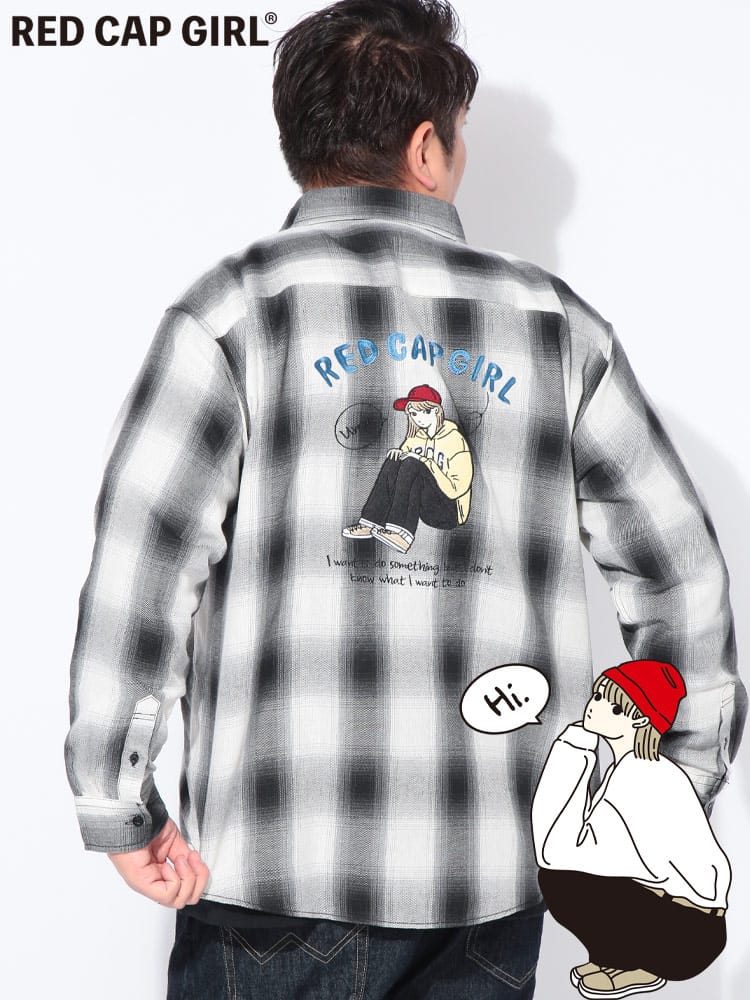 シャツ 長袖 チェック柄 バック刺繍 トップス カジュアル チェックシャツ 秋 冬 大きいサイズ メンズ