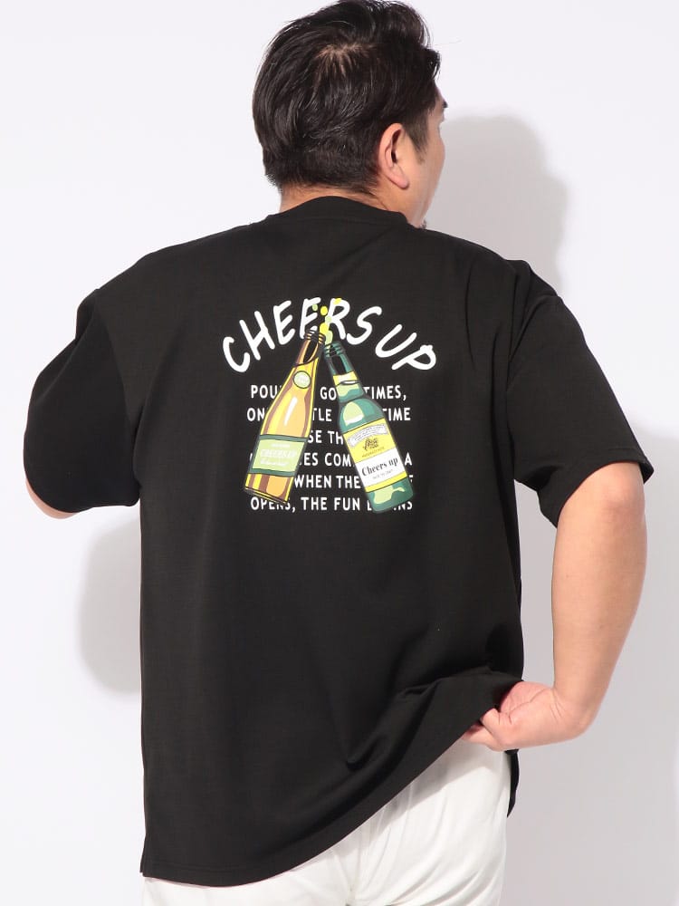 Tシャツ 半袖 ビールプリント メンズ 大きいサイズ ヒヤテック 冷感ポンチ クルーネック カットソー トップス ドライ 肌触り