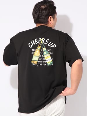 Tシャツ 半袖 ビールプリント メンズ 大きいサイズ ヒヤテック 冷感ポンチ クルーネック カットソー トップス ドライ 肌触り