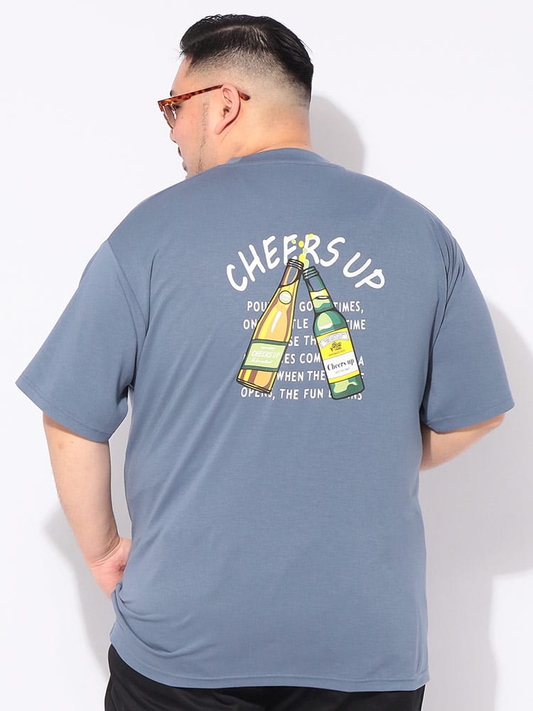 Tシャツ 半袖 ビールプリント メンズ 大きいサイズ ヒヤテック 冷感ポンチ クルーネック カットソー トップス ドライ 肌触り