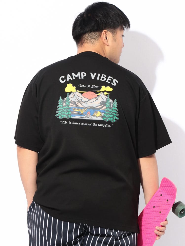 Tシャツ 半袖 メンズ 大きいサイズ ヒヤテック 冷感ポンチ バックプリント クルーネック トップス 接触冷感 プリント 春 夏