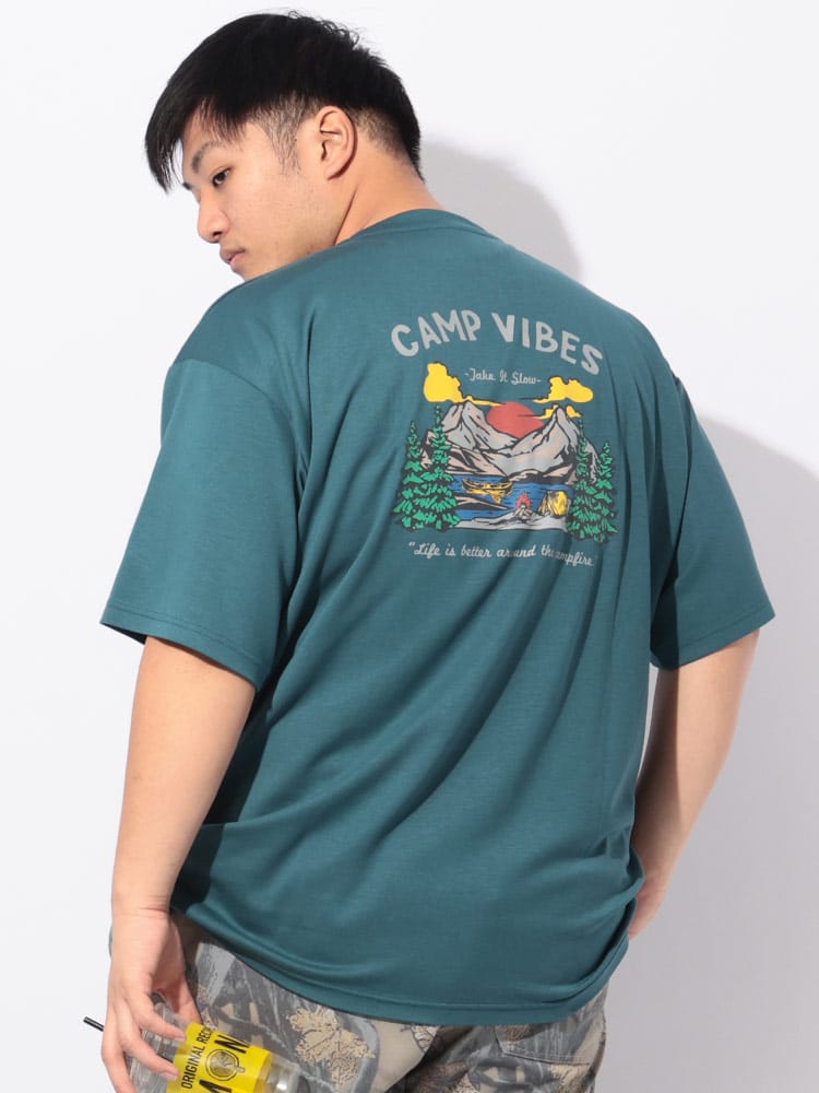 Tシャツ 半袖 メンズ 大きいサイズ ヒヤテック 冷感ポンチ バックプリント クルーネック トップス 接触冷感 プリント 春 夏